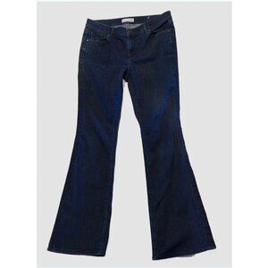 LOFT Women’s Dark Wash Flare Jeans Size 29 Mid Rise Stretch Denim 31.25” Inseam